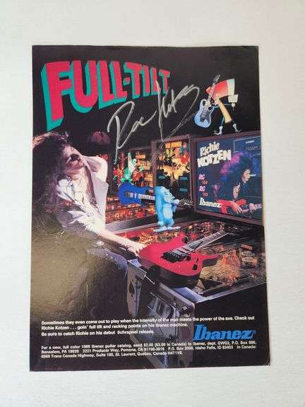 Original 1989 Ibanez Magazine Ad – Full-Tilt Pinball Theme – Hand-Signed by Richie Kotzen