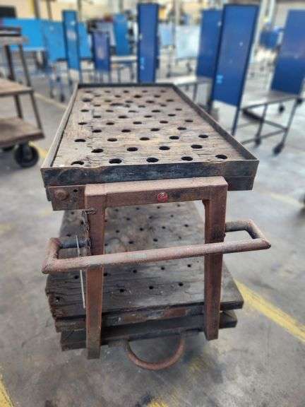 Original Libbey Factory Industrial Steel Cart