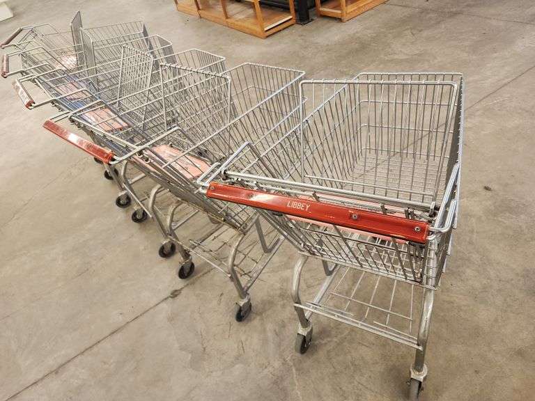 Bid x 5 Chrome Metal Shopping Carts From Libbey Shreveport Outlet Shopping Store