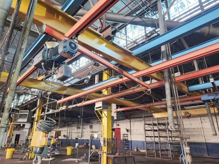 DEMAG Hanging Gantry Rail System w/ 550 lb Electric Hoist – 3 Beam Track Assembly Only