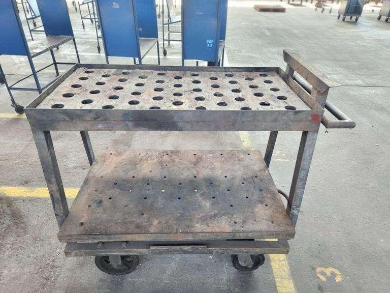 Original Libbey Factory Industrial Steel Cart