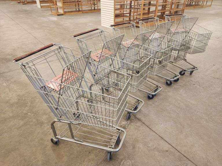 Bid x 5 Chrome Metal Shopping Carts From Libbey Shreveport Outlet Shopping Store