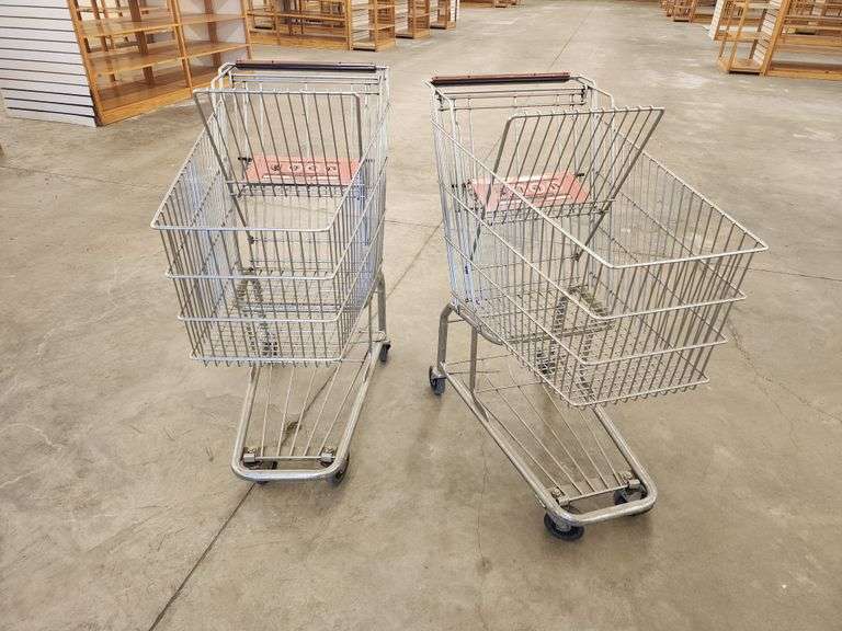 Bid x 2 Chrome Metal Shopping Carts From Libbey Shreveport Outlet Shopping Store