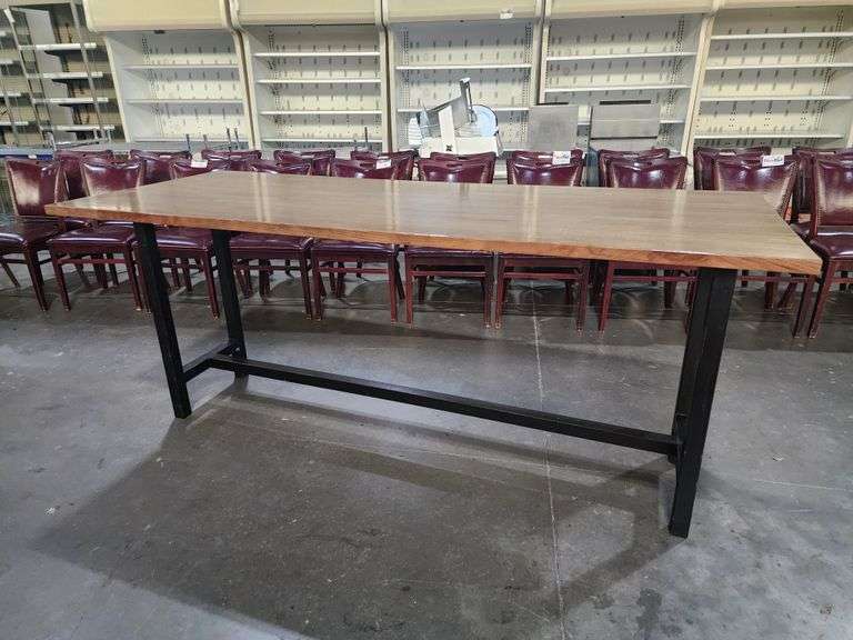 92" Bar Height Table β Solid Wood Top & Industrial Steel Frame