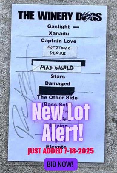 Richie Kotzen's Personal Stage Setlist – Winery Dogs Final Tour (Signed)