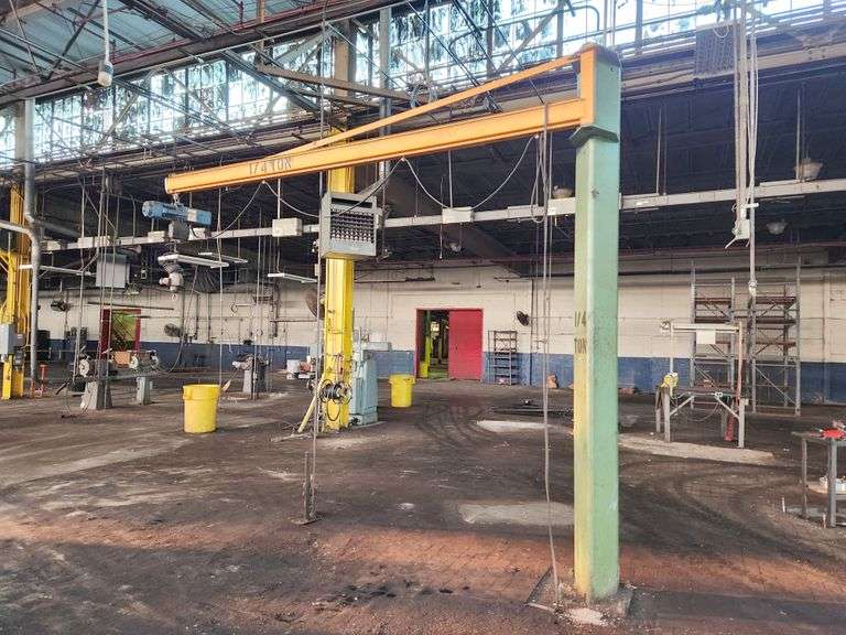 1/4 Ton Jib Crane w/ DEMAG Electric Hoist – Mounted – See Images
