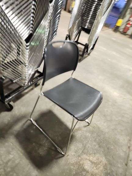 Bid x 19 – Black Stackable Office / Conference Chairs with Rolling Rack