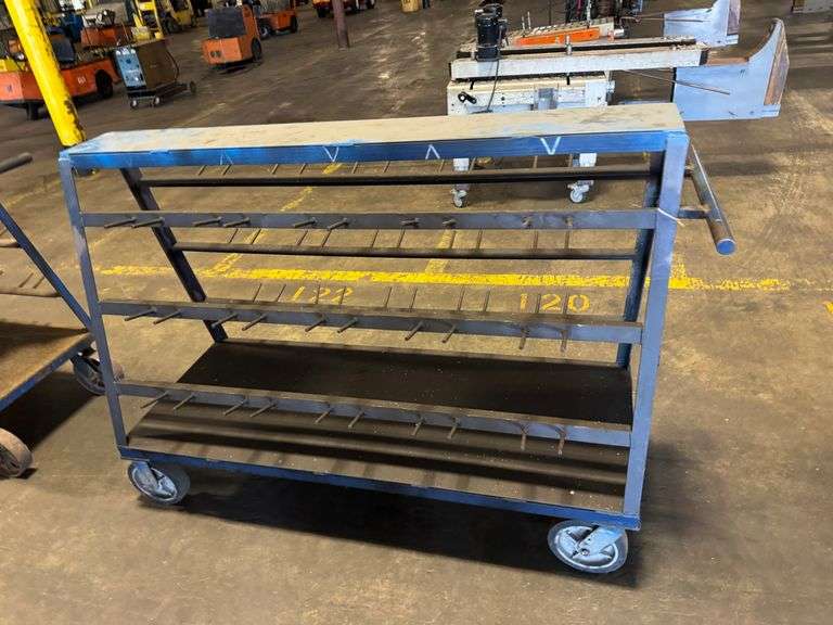 Heavy-Duty Industrial Steel Rod Rack on Casters – Shop Storage or Decor Statement Piece