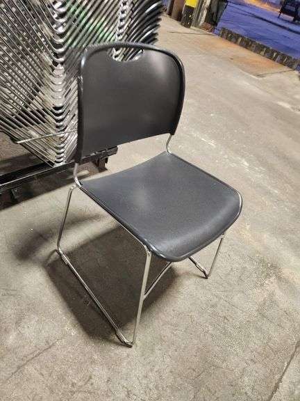 Bid x 25 – Black Stackable Office / Conference Chairs with Rolling Rack