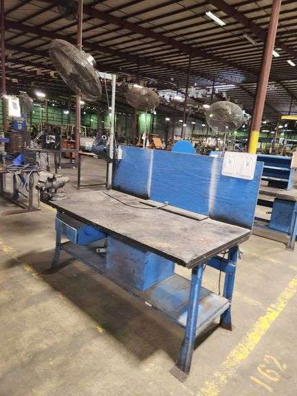 Heavy-Duty Workstation Table w/ Vise Wood Top 76" x 36" x 33" tall to Work Top