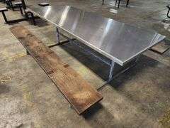 96" long Stainless Top Wood Seats Picnic Table