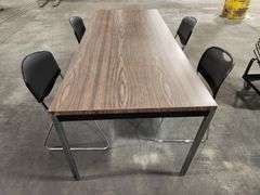 Breakroom Table with 4 Chairs – 89" x 36" x 24.5" Tall