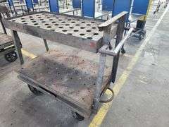 Original Libbey Factory Industrial Steel Cart