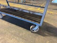 Heavy-Duty Industrial Steel Rod Rack on Casters – Shop Storage or Decor Statement Piece