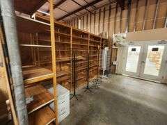 All Shelving, Fixtires, Displays and File Cabinet in Storage Area Factory Outlet Store