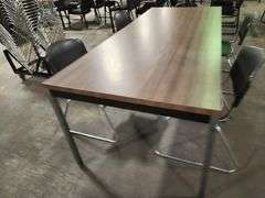 Breakroom Table with 4 Chairs – 89" x 36" x 24.5" Tall