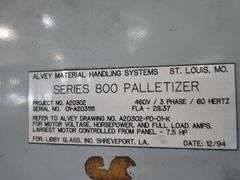 ALVEY 800 PALLETIZING SYSTEM w/ ROBOTIC PALLETIZER & CONVEYORS – (5 STATION LINE)