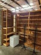 All Shelving, Fixtires, Displays and File Cabinet in Storage Area Factory Outlet Store