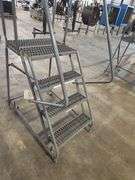 Heavy-Duty Warehouse Rolling Safety Ladder – 3-Step – 40" Top Step Height – 450 lb Capacity