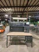 Heavy-Duty Steel Work Table  Overhead Light & Fan – 74" x 45" x 108" Tall