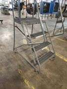 Heavy-Duty Warehouse Rolling Safety Ladder – 3-Step – 40" Top Step Height – 450 lb Capacity