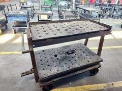 Original Libbey Factory Industrial Steel Cart
