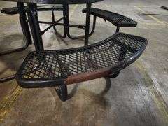 Heavy-Duty Outdoor Picnic Table with Umbrella Hole, 46" Round Top