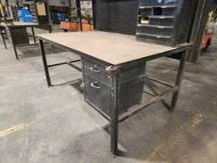Heavy-Duty Steel Work Table  Overhead Light & Fan – 74" x 45" x 108" Tall