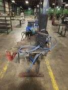 Vacuum Head Cell Development Workstation – Hydraulic Foot-Pedal Vise + Shop Table w/ Fixtures & Bins