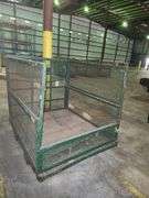 Heavy-Duty Industrial Steel Mesh Parts Cage – 52”W x 64”D x 54.5”H – Open Front – Stackable