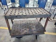 Original Libbey Factory Industrial Steel Cart