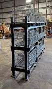 Industrial Shelving Rack   W/Cage Bins