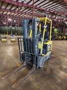 HYSTER 4,500 lb Electric Forklift w/ Charger – Model E45XM2-27  – 189" Lift Height w/ INTERMEC T2455 Terminal