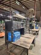Heavy-Duty Steel Work Table w/ Vice, Overhead Light & Fan – 74" x 45" x 108" Tall