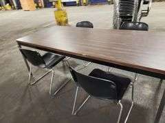 Breakroom Table with 4 Chairs – 89" x 36" x 24.5" Tall