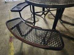 Heavy-Duty Outdoor Picnic Table with Umbrella Hole, 46" Round Top