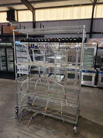 Bag-in-Box Beverage Rack System w/ Flowjet Pumps β 61" x 21" x 80" on Casters