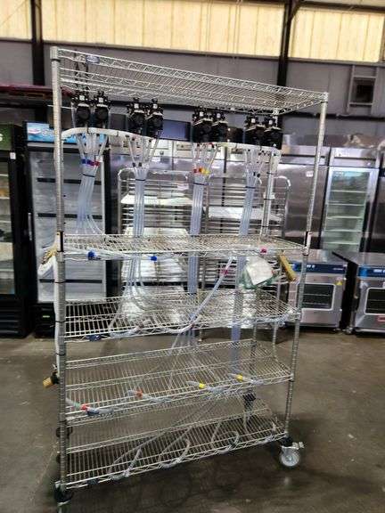 Bag-in-Box Beverage Rack System w/ Flowjet Pumps β 48" x 18" x 80" on Casters