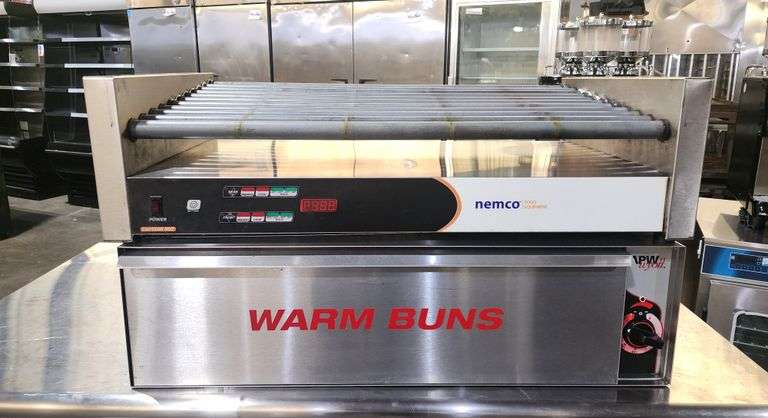 36" Nemco Hot Dog Roller With APW wyott Bun Drawer Warmer 120 v