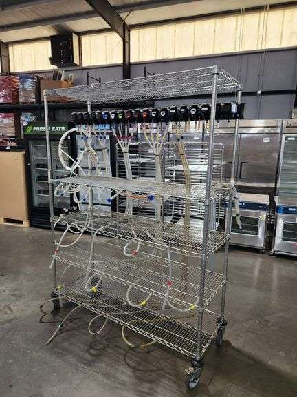 Bag-in-Box Beverage Rack System w/ Flowjet Pumps β 61" x 21" x 80" on Casters