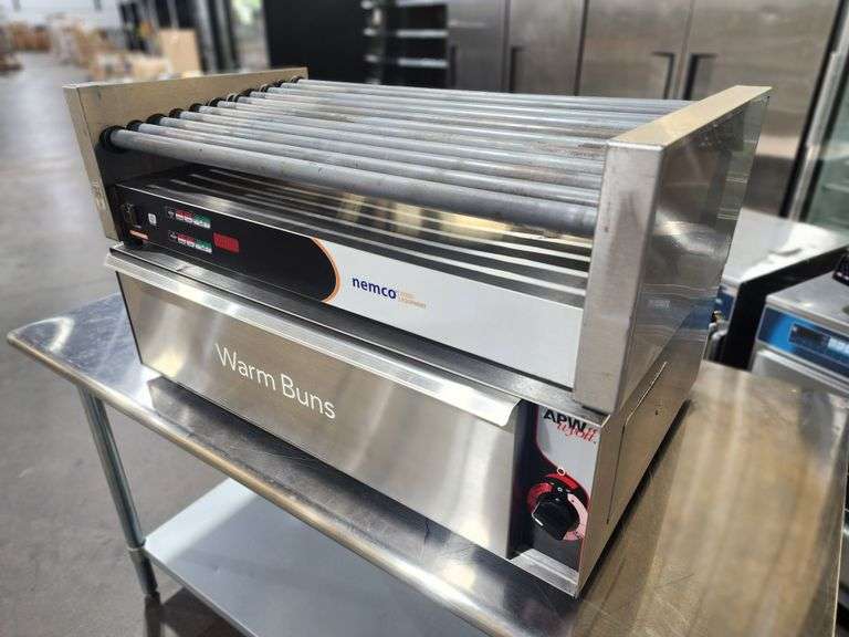 36" Nemco Hot Dog Roller With APW wyott Bun Drawer Warmer 120 v