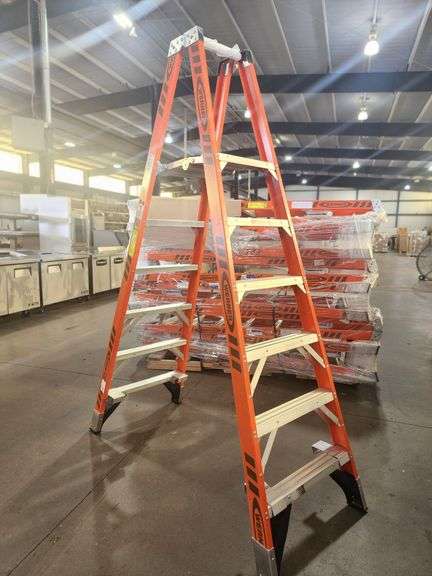 NEW WERNER PT7406 Commercial Twin Platform Stepladder 6 ft 300 lb Load Capacity