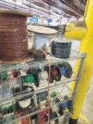 Bulk Lot – Industrial Wire & Cable Spools on Rack – Assorted Gauges