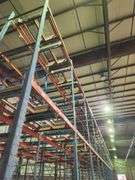High-Capacity Push-Back Pallet Racking System – 12 Bays 106' – Dual-Level Floor/Pit Mount – Sliding Tray Design