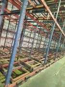 High-Capacity Push-Back Pallet Racking System – 12 Bays 106' – Dual-Level Floor/Pit Mount – Sliding Tray Design