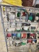 Bulk Lot – Industrial Wire & Cable Spools on Rack – Assorted Gauges