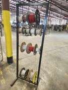 Bulk Lot – Industrial Wire & Cable Spools on Rack – Assorted Gauges