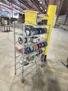 Bulk Lot – Industrial Wire & Cable Spools on Rack – Assorted Gauges