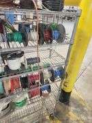Bulk Lot – Industrial Wire & Cable Spools on Rack – Assorted Gauges