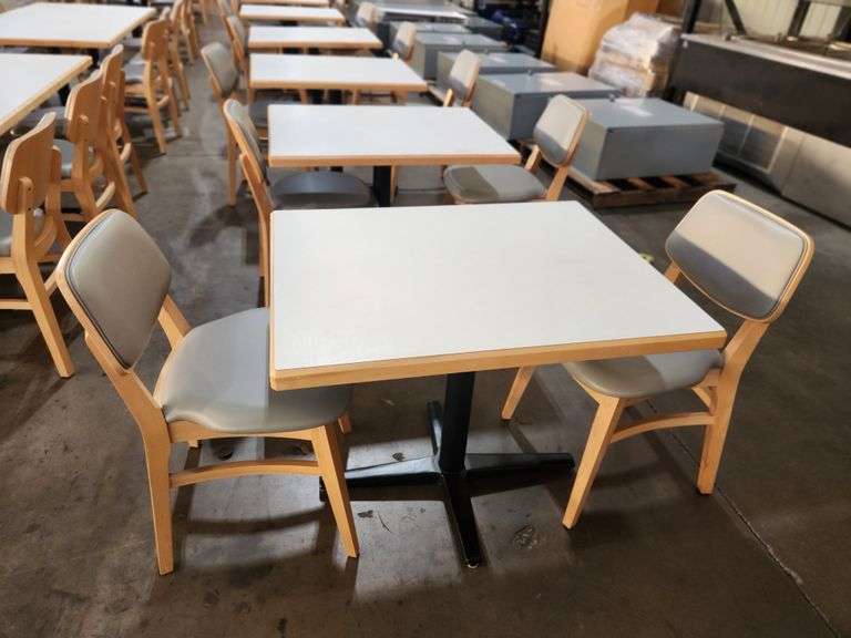 Lot of (2) Eagle Chair Co. USA-Made Chairs w/ 24" Γ 28" Dining Table & Base